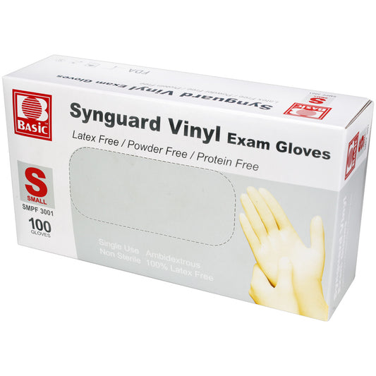 Powder Free Vinyl Exam Gloves - Small, 100/Bx