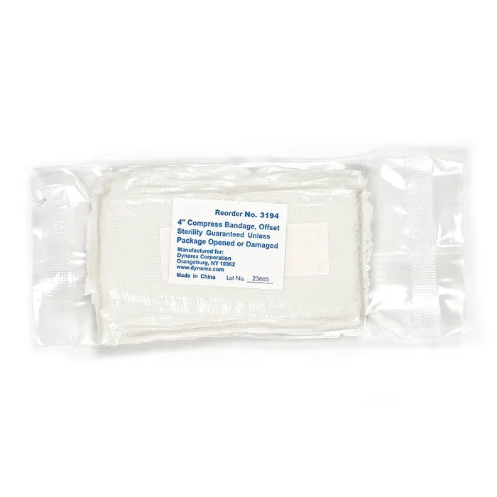 Compress Bandage, 4", Offset, Sterile (off center)