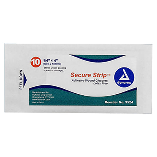 1/4" x 4" SecureStrip Adhesive Wound Closures, 10 per pouch