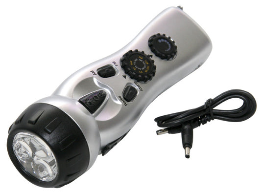 Dynamo Flashlight with Am/Fm Radio, Siren, and Cell Phone Charger