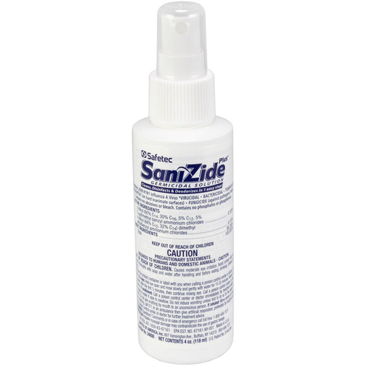 Sanizide Plus environmental surface germicidal solution, 4 oz. plastic bottle with pump spray, 1 ea.