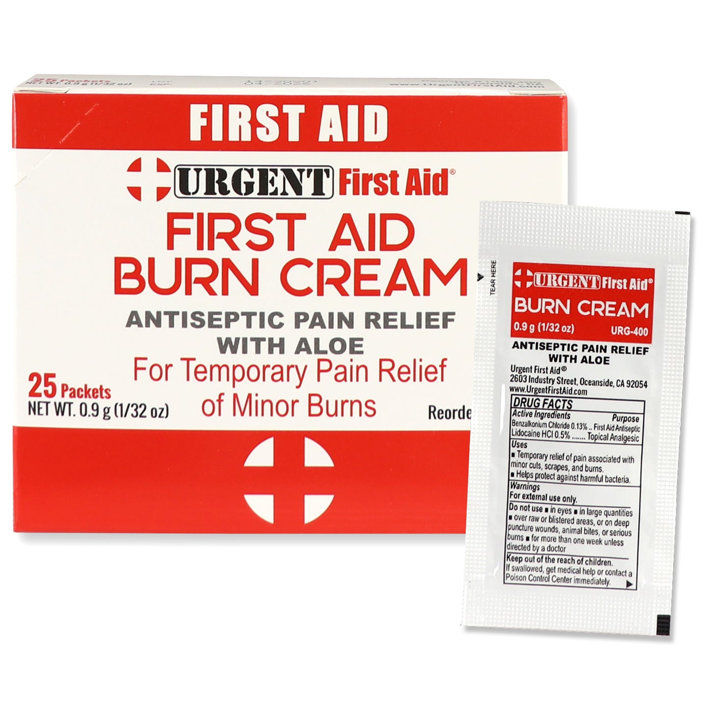 First Aid and Burn Cream .9gram, 25 Packets Per Box